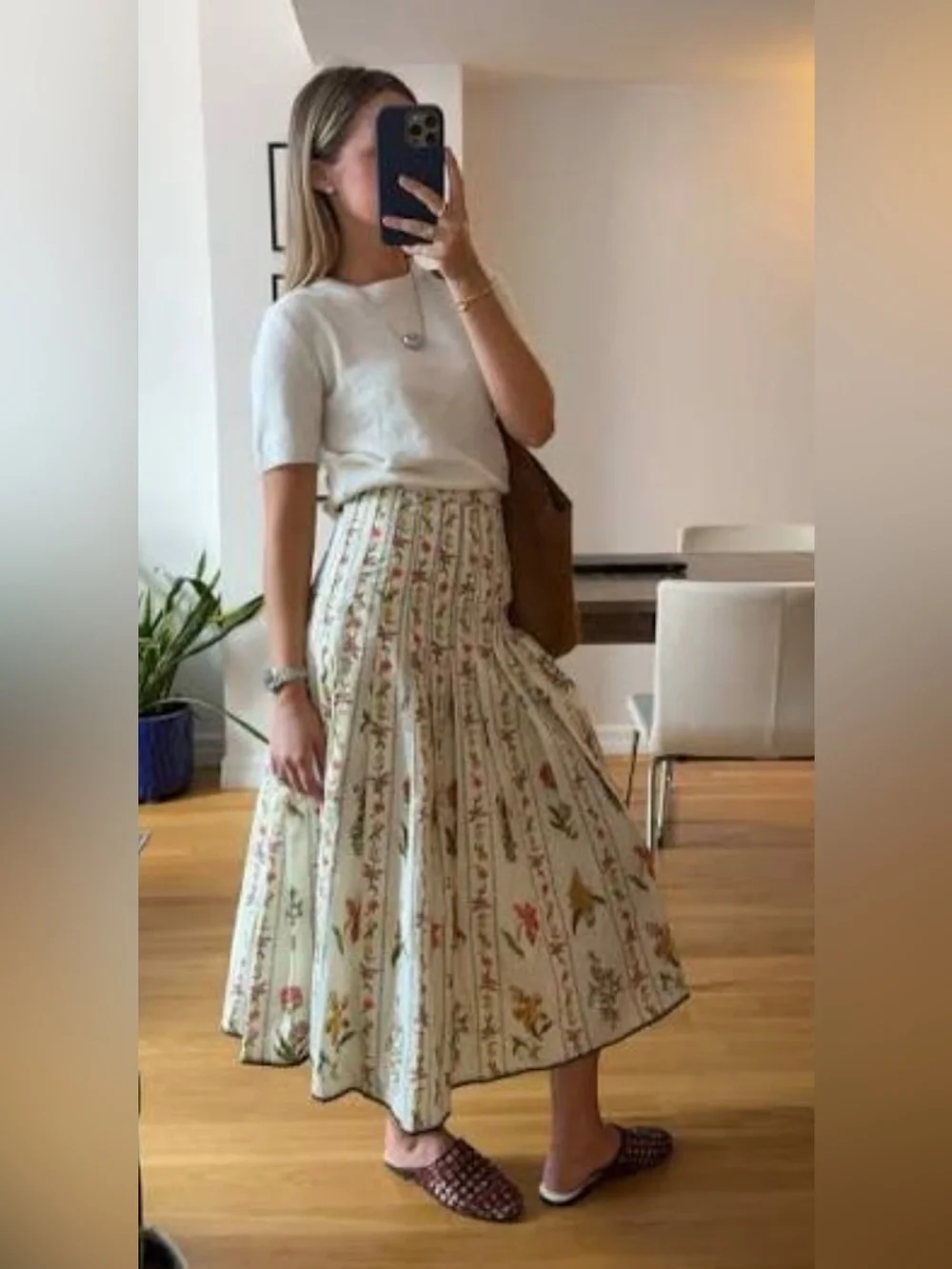 ZARA Floral Pleated A-Line Midi Skirt, ZW Collection. XS NWT